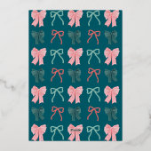 Bow Ho Rood & Groene Bogen Kerst Folie Feestdagenkaart (Achterkant)