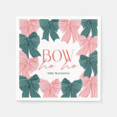 Bow Ho Rood & Groene Bogen Kerst Servet (Voorkant)