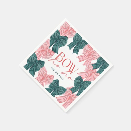 Bow Ho Rood & Groene Bogen Kerst Servet (Hoek)