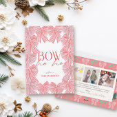 Bow Ho Rood & Roze Bogen 3 Foto Kerstmis Feestdagenkaart