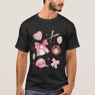 Bow honkbal mam roze boog Moederdag vrouwen meisje T-shirt