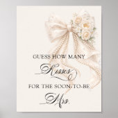 Bow How Many Kisses Bridal Shower Game Poster (Voorkant)