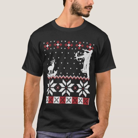 Bow Hunter Ugly Christmas Sweater Archery Deer Hun T-shirt (Voorkant)