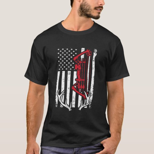 Bow Hunting American Flag Archery For Hunters T-shirt (Voorkant)