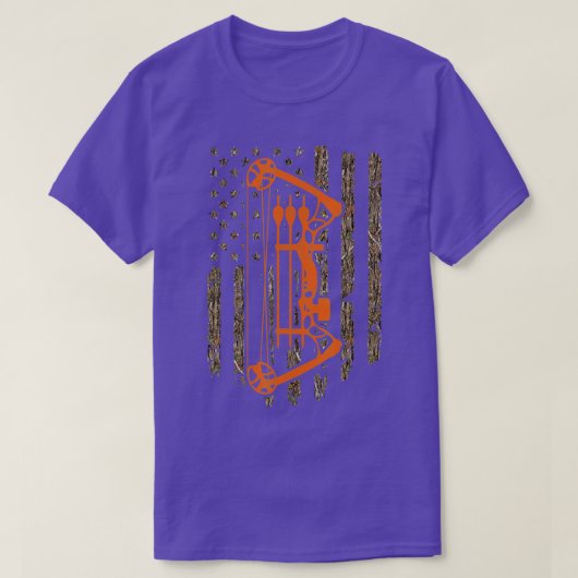 Bow Hunting American Flag Hunter Archery Tree Camo T-shirt (Design voorkant)