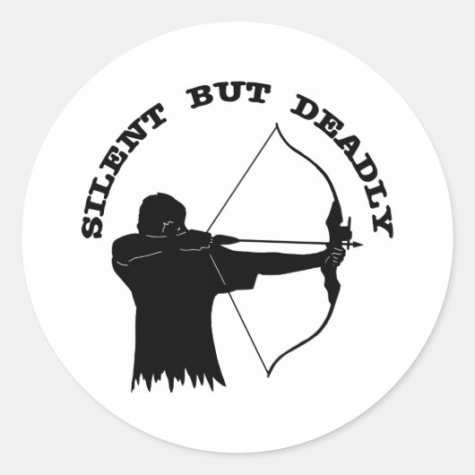 Bow Hunting Archery Silent, maar Dood Ronde Sticker (Voorkant)