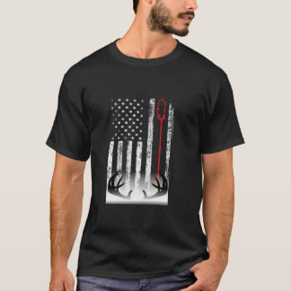 Bow Hunting Camouflage American USA Flag Deer Hunt T-shirt
