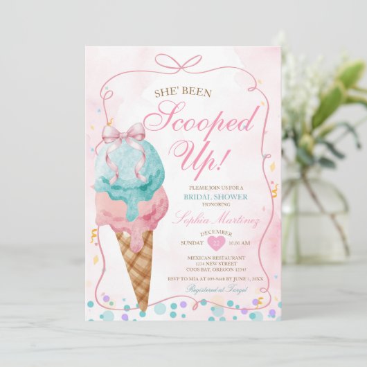 Bow Ice Cream Ze heeft Vrijgezellenfeest opgepakt Kaart (Staand voorkant)