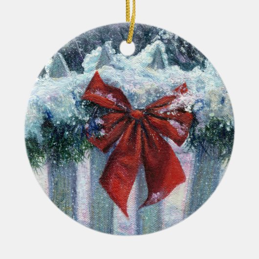 "Bow in the Snow"-Ornament Keramisch Ornament (Voorkant)