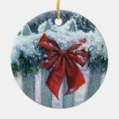 "Bow in the Snow"-Ornament Keramisch Ornament (Achterkant)