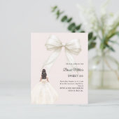 Bow ivory dress blush pink Sweet 16 invitation (Staand voorkant)