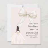 Bow ivory dress blush pink Sweet 16 invitation (Voorkant)