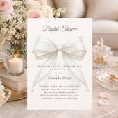 Bow ivory pearls elegant Bridal Shower Kaart