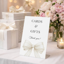 Bow ivory pearls elegant cards gifts sign reclamebord met voetstuk