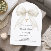 Bow Ivory Pearls Girl Elegant Arch Baptism Kaart