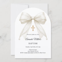Bow Ivory Pearls Girl Elegant Arch Baptism