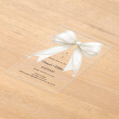 Bow Ivory Pearls Girl Elegant Baptism Acryl Uitnodigingen (Laagn)