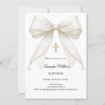 Bow Ivory Pearls Girl Elegant Baptism