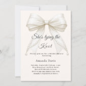 Bow ivory pearls tying the knot Bridal Shower Kaart (Voorkant)