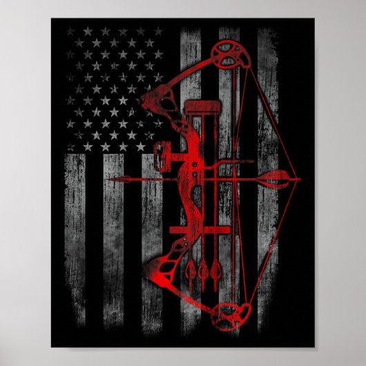 Bow Jagen Vlag Boogschieten Grappig Jachtcadeau Poster (Voorkant)