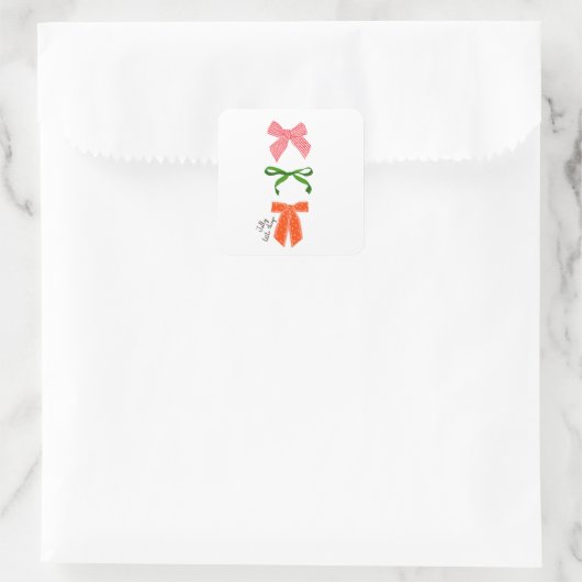 Bow Jolly Little Things Christmas  Vierkante Sticker (Tas)