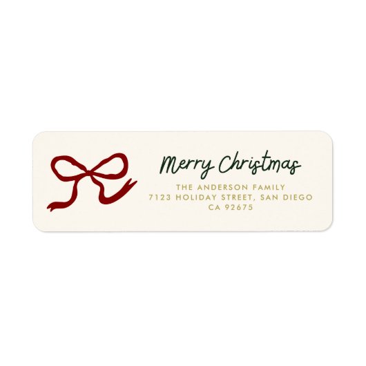 Bow Kerst Retouradres Etiket (Voorkant)