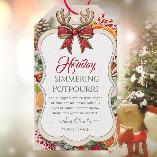 Bow Kerstsimmerset op het fornuis  Potpourri  Gift Cadeaulabel