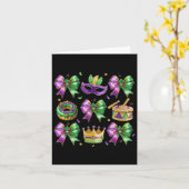 Bow King Cake Crown Mask Drum Mardi Gras Kostuum Kaart (Gele Bloem)