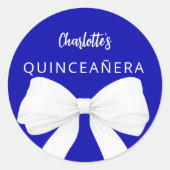 Bow koningsblauw wit Quinceanera Ronde Sticker (Voorkant)