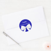Bow koningsblauw wit Quinceanera Ronde Sticker (Envelop)