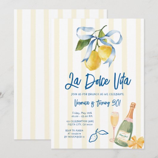 Bow La Dolce Vita 30th Lemon Citrus Birthday Party Kaart (Voorkant / Achterkant)