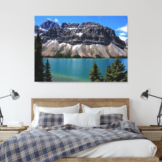 Bow Lake, Banff NP, Alberta Canvas Afdruk (Insitu (Slaapkamer))