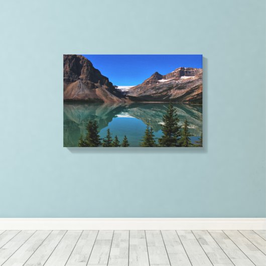Bow Lake in Banff Wrapped Canvas Afdruk (Insitu (Houten vloer))