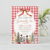 Bow Land of Sweets Verjaardag Notenkraker 1st Ging Kaart (Staand voorkant)