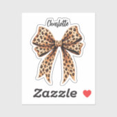 Bow Leopard print naam script Sticker (Vel)