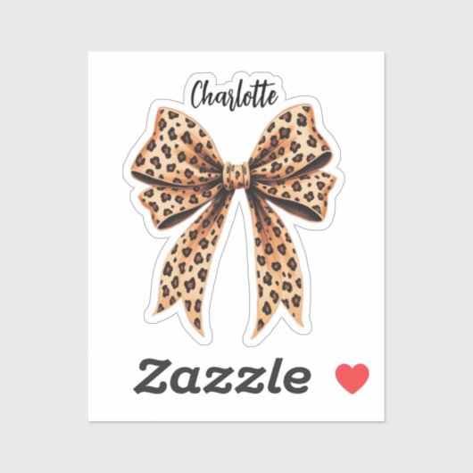 Bow Leopard print naam script Sticker (Vel)