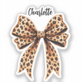Bow Leopard print naam script Sticker (Voorkant)