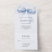 Bow lichtblauw Quinceanera rsvp All In One Uitnodiging (Binnen)