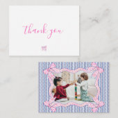 Bow Lijst Foto Coquette Dank je kaart Notitiekaartje (Voorkant / Achterkant)