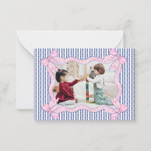 Bow Lijst Foto Coquette Dank je kaart Notitiekaartje (Achterkant)