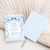 Bow Lint Blauw Gingham Baby Jongen Douche Kaart