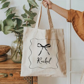 Bow Lint Elegant Gepersonaliseerd Bruidsmeisje Tote Bag