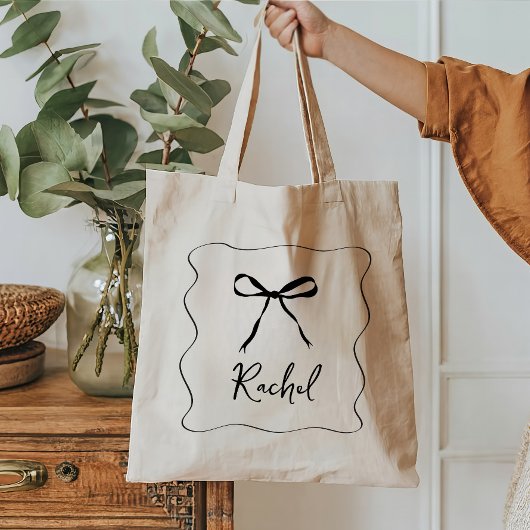 Bow Lint Elegant Gepersonaliseerd Bruidsmeisje Tote Bag