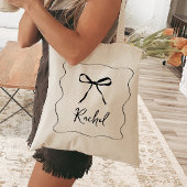 Bow Lint Elegant Gepersonaliseerd Bruidsmeisje Tote Bag