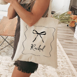 Bow Lint Elegant Gepersonaliseerd Bruidsmeisje Tote Bag