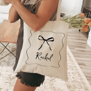 Bow Lint Elegant Gepersonaliseerd Bruidsmeisje Tote Bag