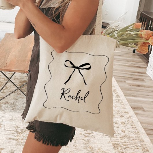 Bow Lint Elegant Gepersonaliseerd Bruidsmeisje Tote Bag