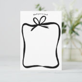 Bow Lint Lijst Elegant Vrijgezellenfeest CUSTOM Bedankkaart (Staand voorkant)