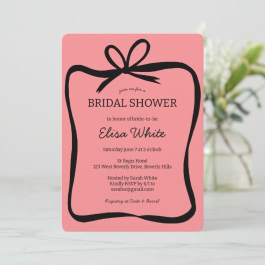 Bow Lint Lijst Elegant Vrijgezellenfeest CUSTOM Kaart (Staand voorkant)