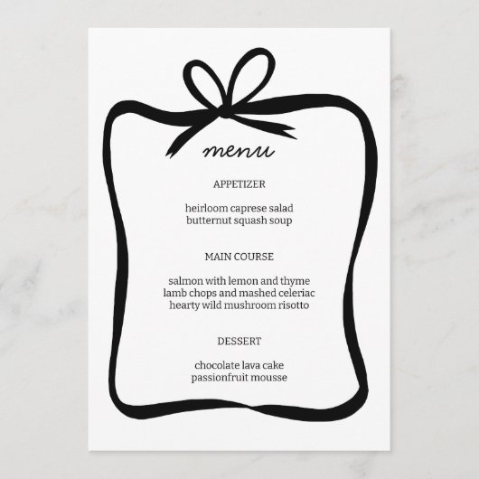 Bow Lint Lijst Elegant Vrijgezellenfeest CUSTOM Menu (Voorkant)
